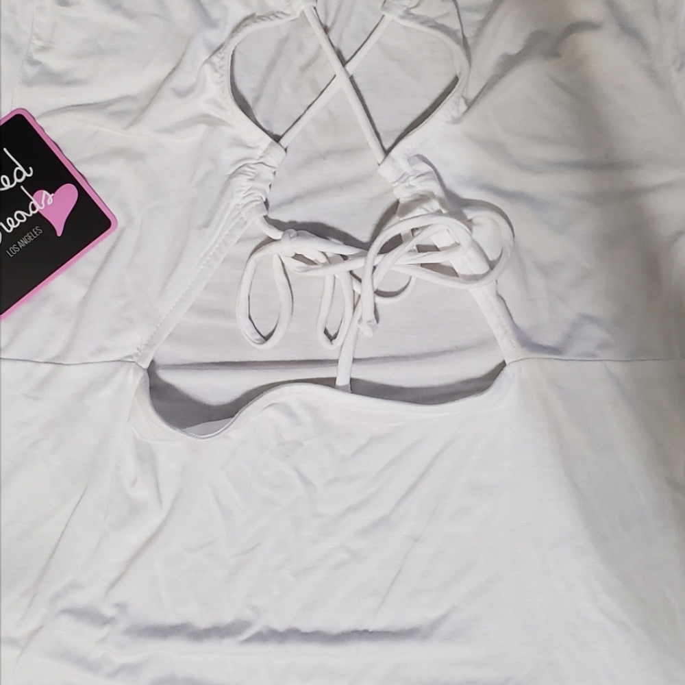 •Mixed Threads• White Tee - Picture 2 of 3